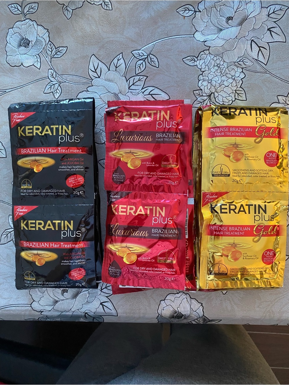 KERATIN Brazilian Hair Treatment Pack - Black, Red & Gold Sachets
